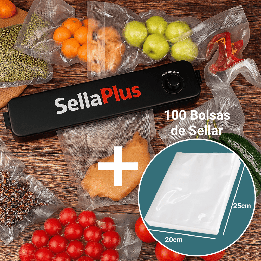 SELLAPLUS® MAQUINA SELLADORA AL VACÍO + 100 Bolsas de Sellar + REGALO ESPECIAL 🎁