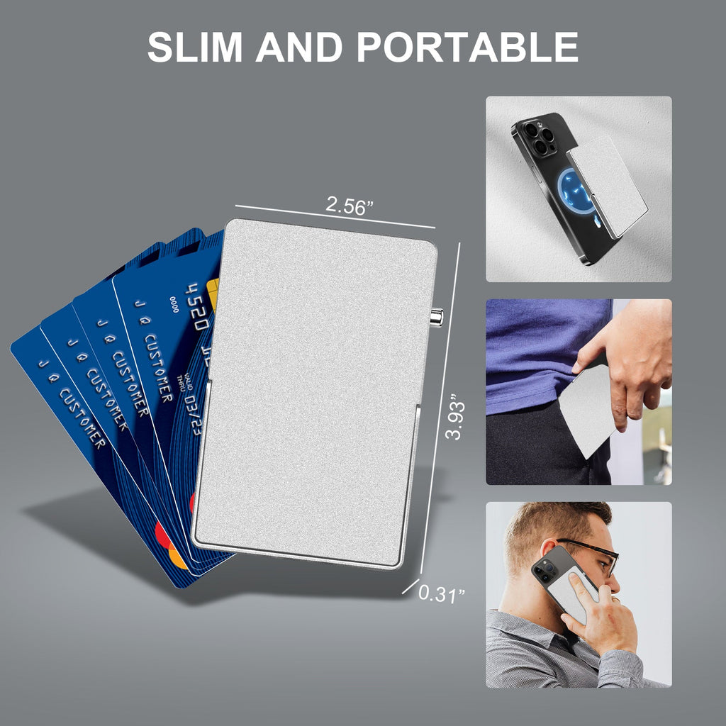 RFID Bloqueo Cartera Minimalista Delgada Tarjetero para Magsafe con Soporte Ajustable, Cartera Magnética Pop Up de Metal para Hombres TOYFID