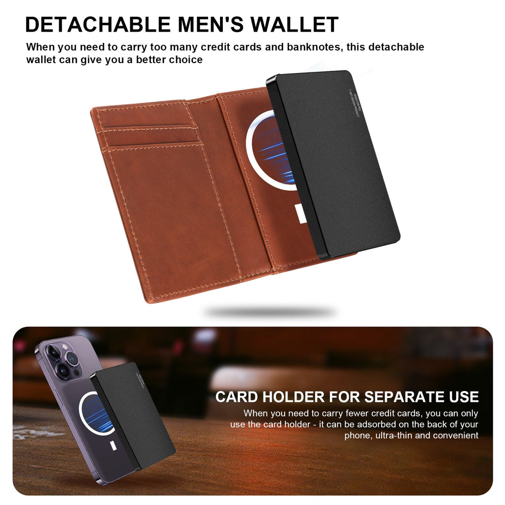 Billetera de aleación de aluminio TOYFID con cubierta de cuero genuino Billeteras para hombre
