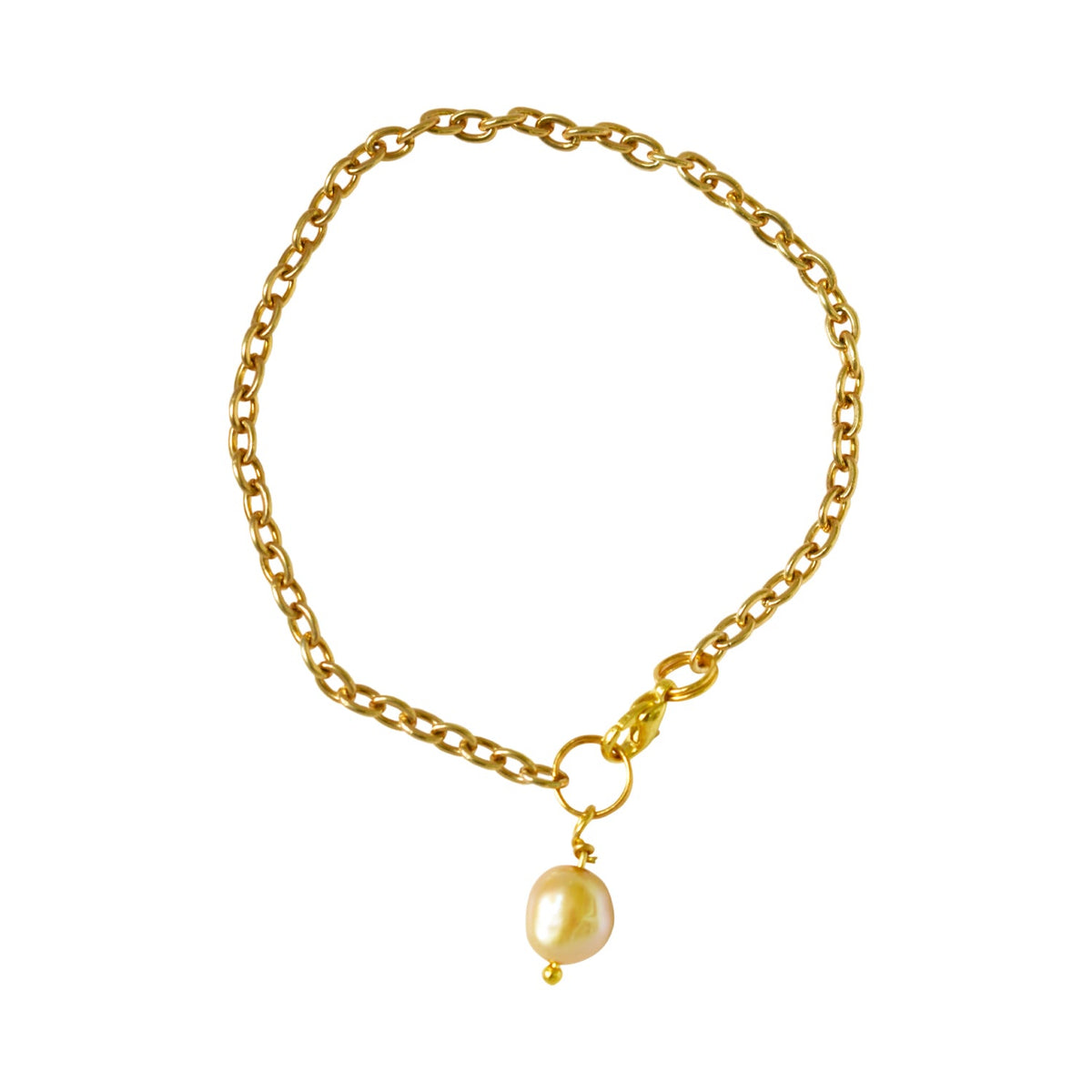 Gold freshwater pearl adjustable bracelet or anklet on gold plated chain | by Ifemi Jewels